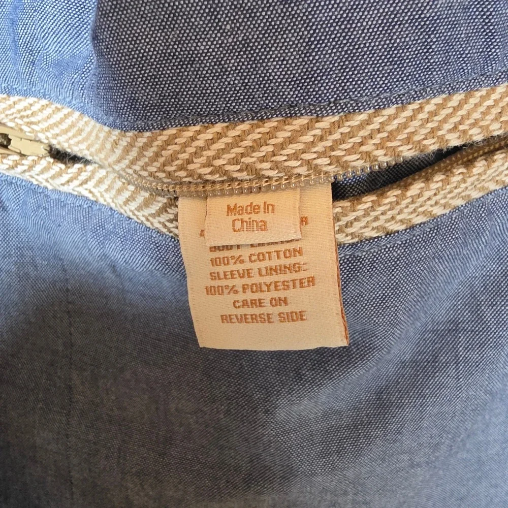 The Territory Ahead Blazer Mens 44 Tan Excellent Linen Blend Herringbone Patches